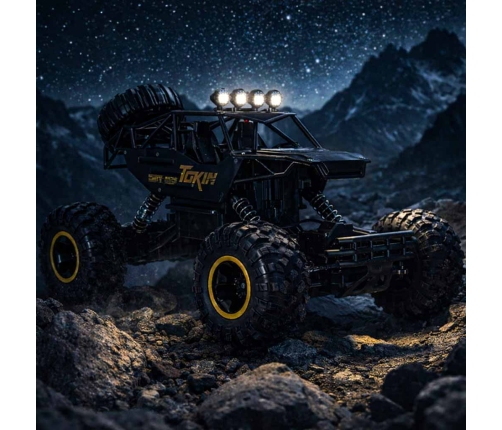 RC auto Rock Crawler 1:12 4WD METAL melns
