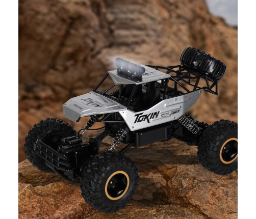 RC auto Rock Crawler 1:12 4WD METAL sudraba krāsā