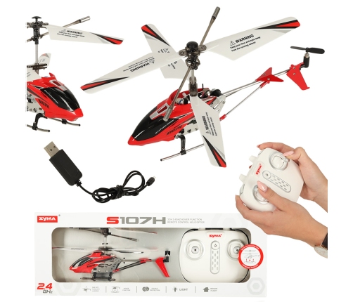 SYMA S107H RC helikopters 2.4GHz RTF sarkans