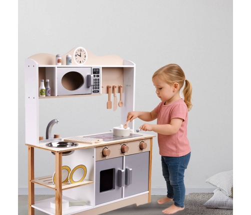 LULILO Bērnu koka virtuve MDF KUKETO + piederumi
