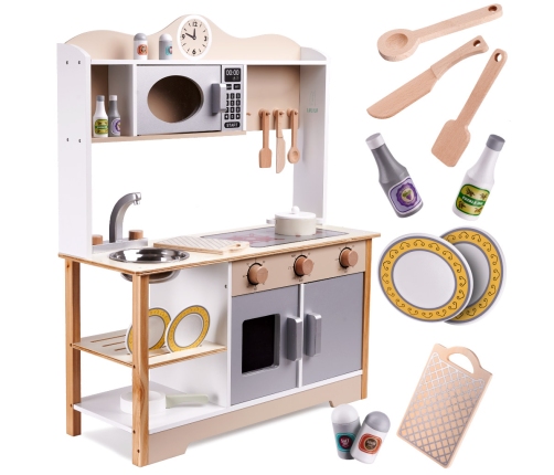 LULILO Bērnu koka virtuve MDF KUKETO + piederumi