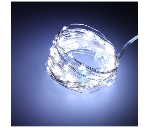 LED dekoratīvās vadu gaismas 5m 50LED auksti balta