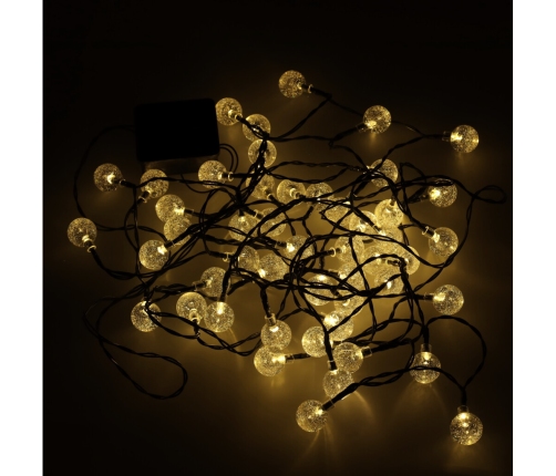 Saules dārza apgaismojums bumbiņas 7m 50LED silti balta