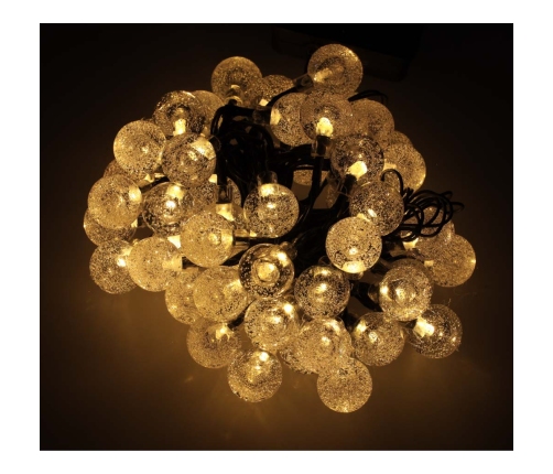 Saules dārza apgaismojums bumbiņas 7m 50LED silti balta