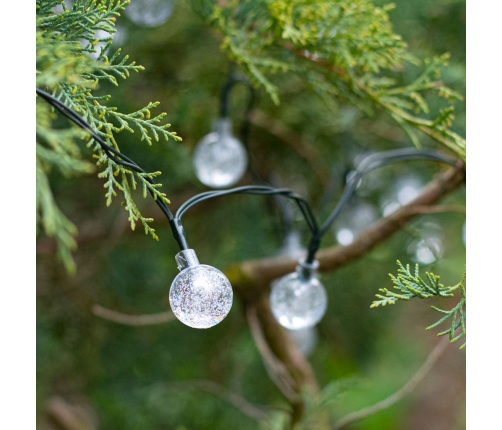 Saules dārza apgaismojums bumbiņas 7m 50LED auksti balta