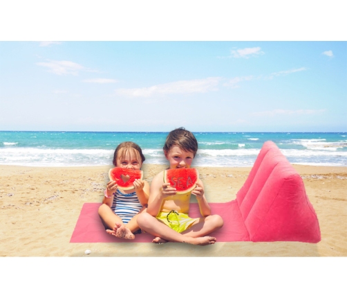 Pludmales paklājiņš ar atzveltni piepūšams rozā krāsā