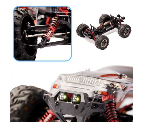 RC auto Q901 bezass 1:16 2.4G 4CH 52km/h sarkans