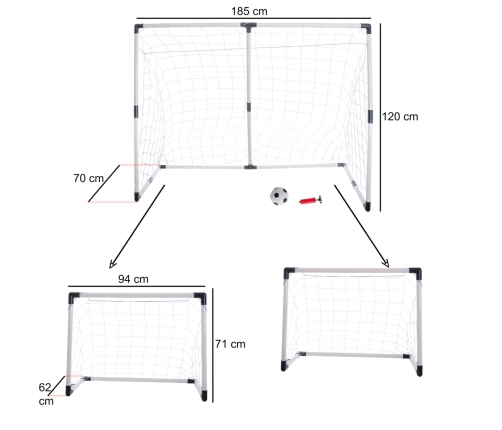 Futbola vārti bērniem 2in1 185x120x70cm