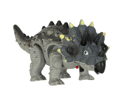 Tālvadības pults vadāms dinozaurs RC Triceratops staigā ar apgaismojumu rēca
