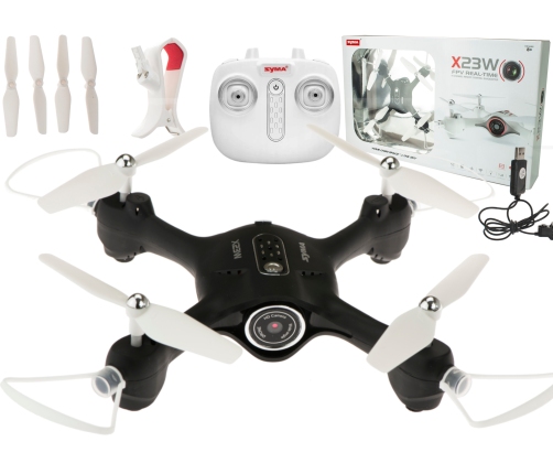 Syma X23W 2.4GHz 4CH FPV Wi-Fi RC drons melns