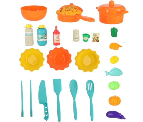 Bērnu viegla plastmasas virtuve liela 44 gab.