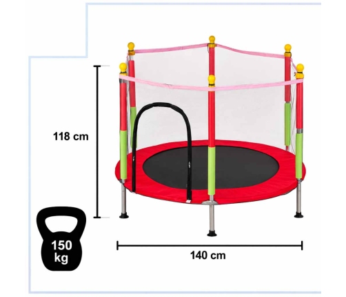 Bērnu dārza batuts 140cm sarkans