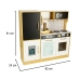 Bērnu koka virtuve ar ledusskapi zelta krāsā