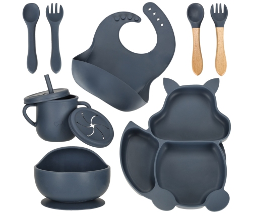 Bērnu silikona trauki vāverīte tumši nē