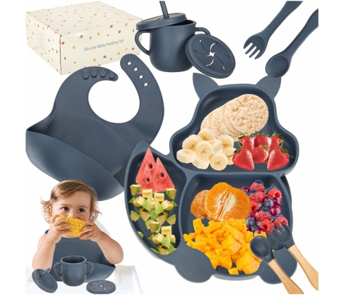 Bērnu silikona trauki vāverīte tumši nē