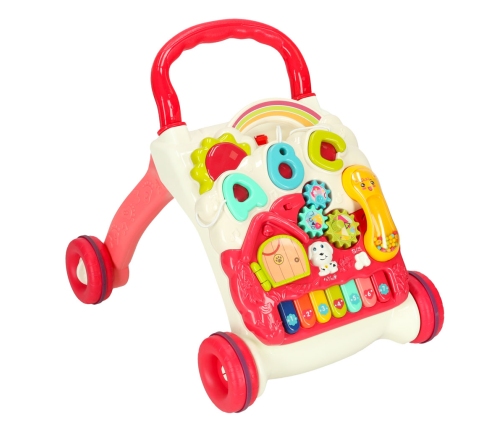 Bērnu ratiņi interaktīvais mācību galds 4in1 sarkans