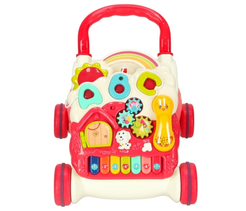 Bērnu ratiņi interaktīvais mācību galds 4in1 sarkans