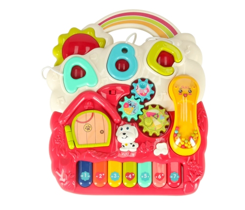 Bērnu ratiņi interaktīvais mācību galds 4in1 sarkans