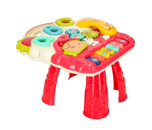 Bērnu ratiņi interaktīvais mācību galds 4in1 sarkans