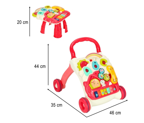 Bērnu ratiņi interaktīvais mācību galds 4in1 sarkans