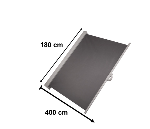 Sānu terases nojume LUARO izvelkamais ekrāns 180 x 400 cm pelēks