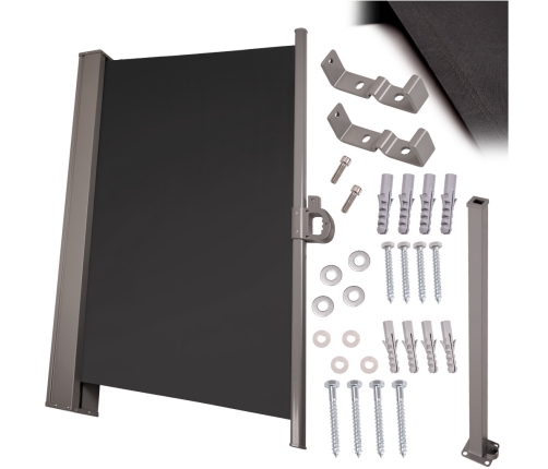 Sānu terases nojume LUARO izvelkamais ekrāns 180 x 400 cm pelēks