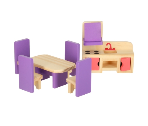 Leļļu mājas mēbeles koka violeta