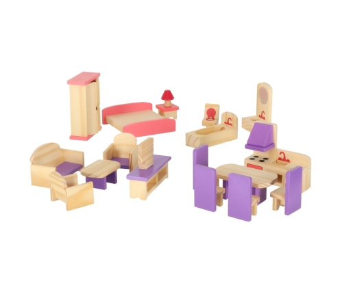 Leļļu mājas mēbeles koka violeta