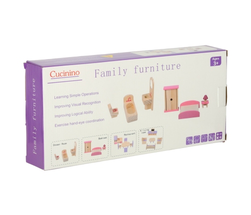 Leļļu mājas mēbeles koka violeta