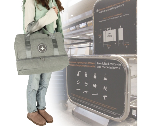 Ceļojumu soma rokas bagāžai 39 x 18 x 30 cm pelēka