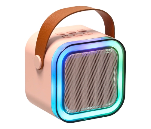 Karaoke komplekts 2 mikrofoni + portatīvais skaļrunis BLUETOOTH USB LED rozā krāsā