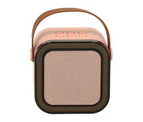 Karaoke komplekts 2 mikrofoni + portatīvais skaļrunis BLUETOOTH USB LED rozā krāsā