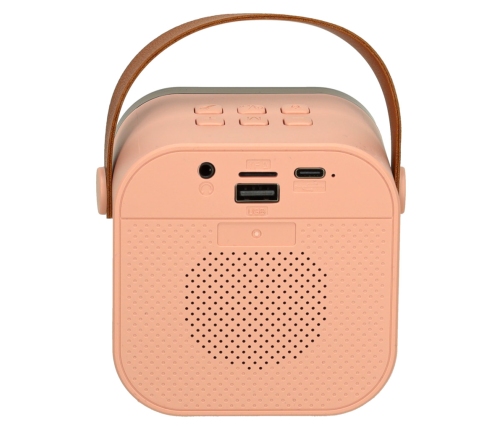 Karaoke komplekts 2 mikrofoni + portatīvais skaļrunis BLUETOOTH USB LED rozā krāsā
