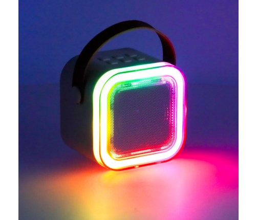 Karaoke komplekts 2 mikrofoni + portatīvais skaļrunis BLUETOOTH USB LED rozā krāsā