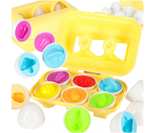 izglītojoša puzle sorteris spēles formas olas montessori augļi dārzeņi 6gab