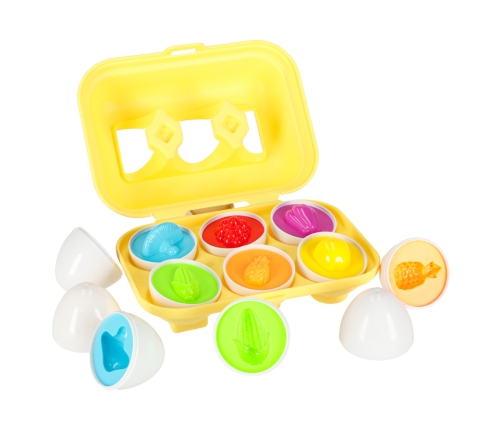 izglītojoša puzle sorteris spēles formas olas montessori augļi dārzeņi 6gab