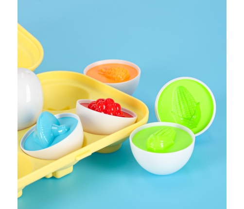 izglītojoša puzle sorteris spēles formas olas montessori augļi dārzeņi 6gab