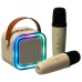Karaoke komplekts 2 mikrofoni + portatīvais skaļrunis BLUETOOTH USB LED bēšs