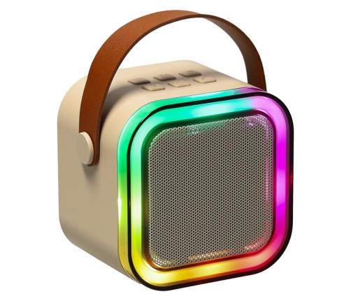 Karaoke komplekts 2 mikrofoni + portatīvais skaļrunis BLUETOOTH USB LED bēšs