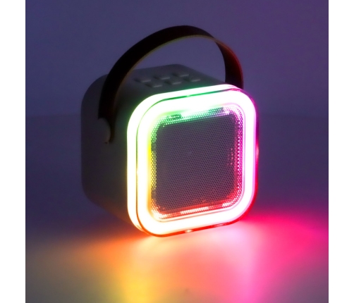 Karaoke komplekts 2 mikrofoni + portatīvais skaļrunis BLUETOOTH USB LED bēšs