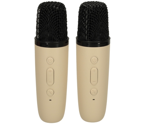 Karaoke komplekts 2 mikrofoni + portatīvais skaļrunis BLUETOOTH USB LED bēšs