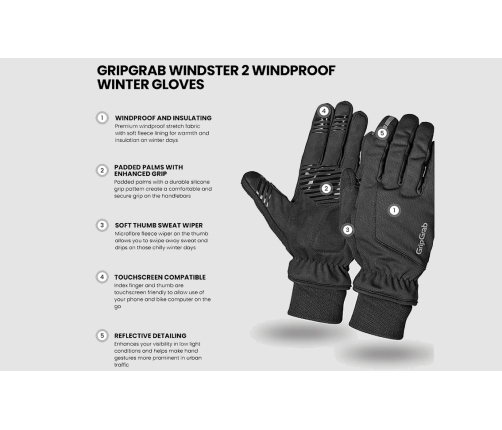 GripGrab ziemas cimdi GripGrab Windster 2 Windproof Winter Black S