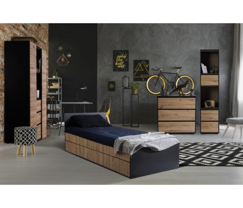 Трехсекционный шкаф Klups DALIA ANTHRACITE-OAK