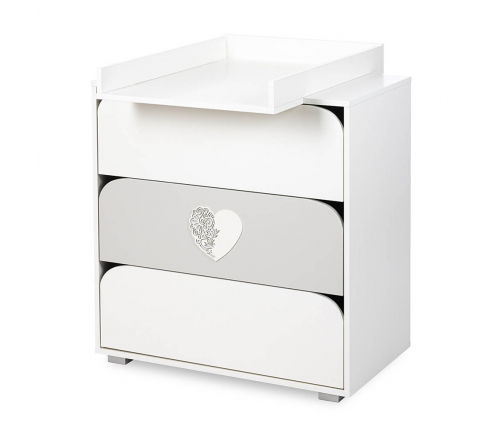 Kumode ar pārtinamo galdiņu Klups NEL HEART WHITE-GREY