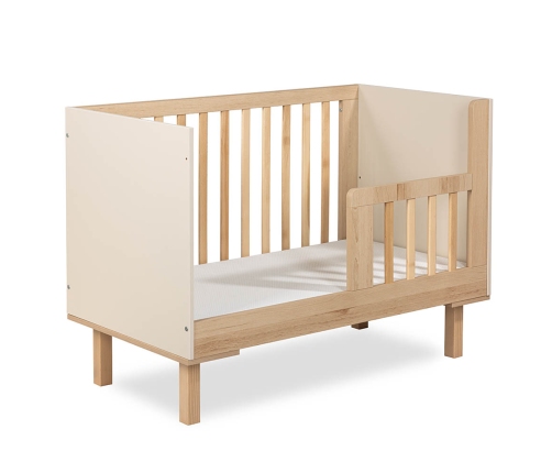 Bērnu gulta KLUPS ar aizsargbarjeru LAURA CHAMPAGNE-BEECH 120x60