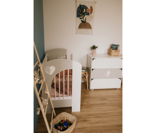 Kumode ar pārtinamo galdiņu Klups NEL HEART WHITE-GREY