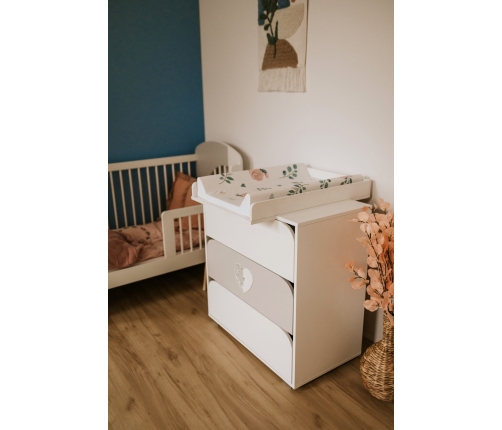 Kumode ar pārtinamo galdiņu Klups NEL HEART WHITE-GREY