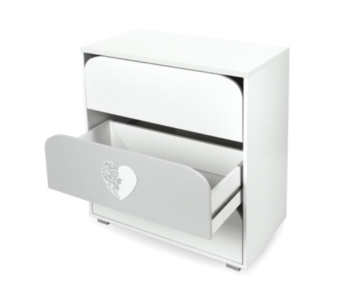 Kumode ar pārtinamo galdiņu Klups NEL HEART WHITE-GREY