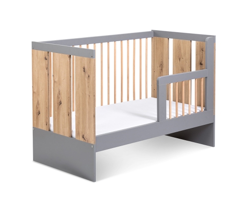 Bērnu gulta KLUPS ar aizsargbarjeru PAULINE GRAPHITE-OAK 120x60