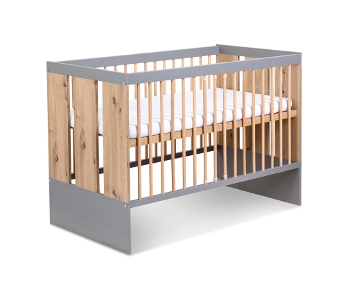 Bērnu gulta KLUPS ar aizsargbarjeru PAULINE GRAPHITE-OAK 120x60